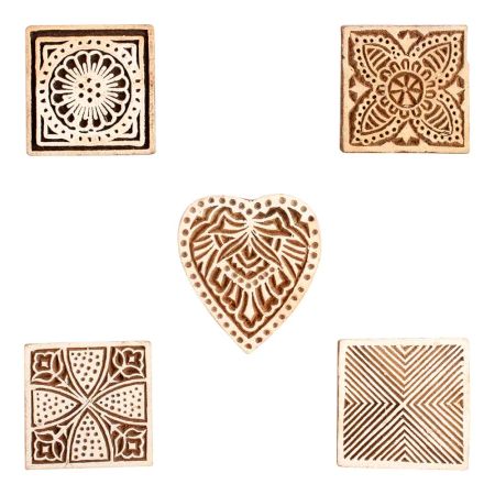 Set of 5 Piece New Mix Wooden Printing Block